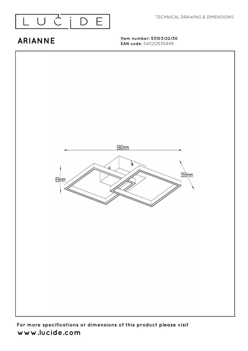 Lucide ARIANNE - Flush ceiling light - LED - CCT - 1x23W 2700K/4000K - Black